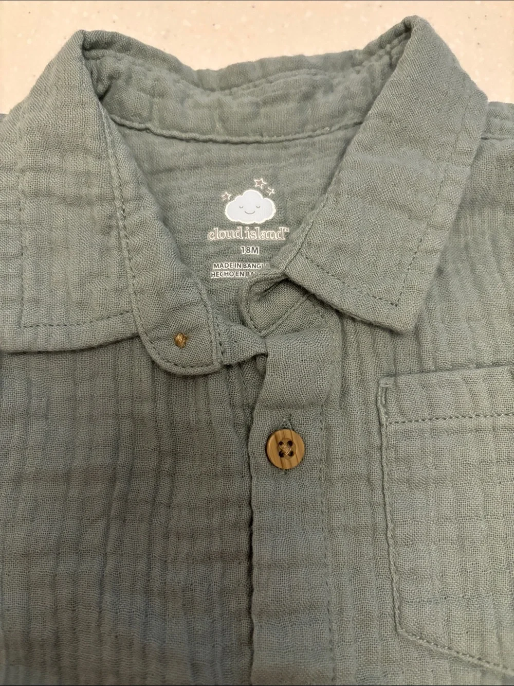 3 sets-Green Button-Up Shirt & Shorts Set, Mickey Set and Blue Stripe/Jean
